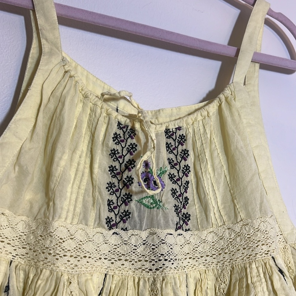 Free People Y2K Embroidered Babydoll Camisole Peasant Tank Top 4 - Picture 2 of 7
